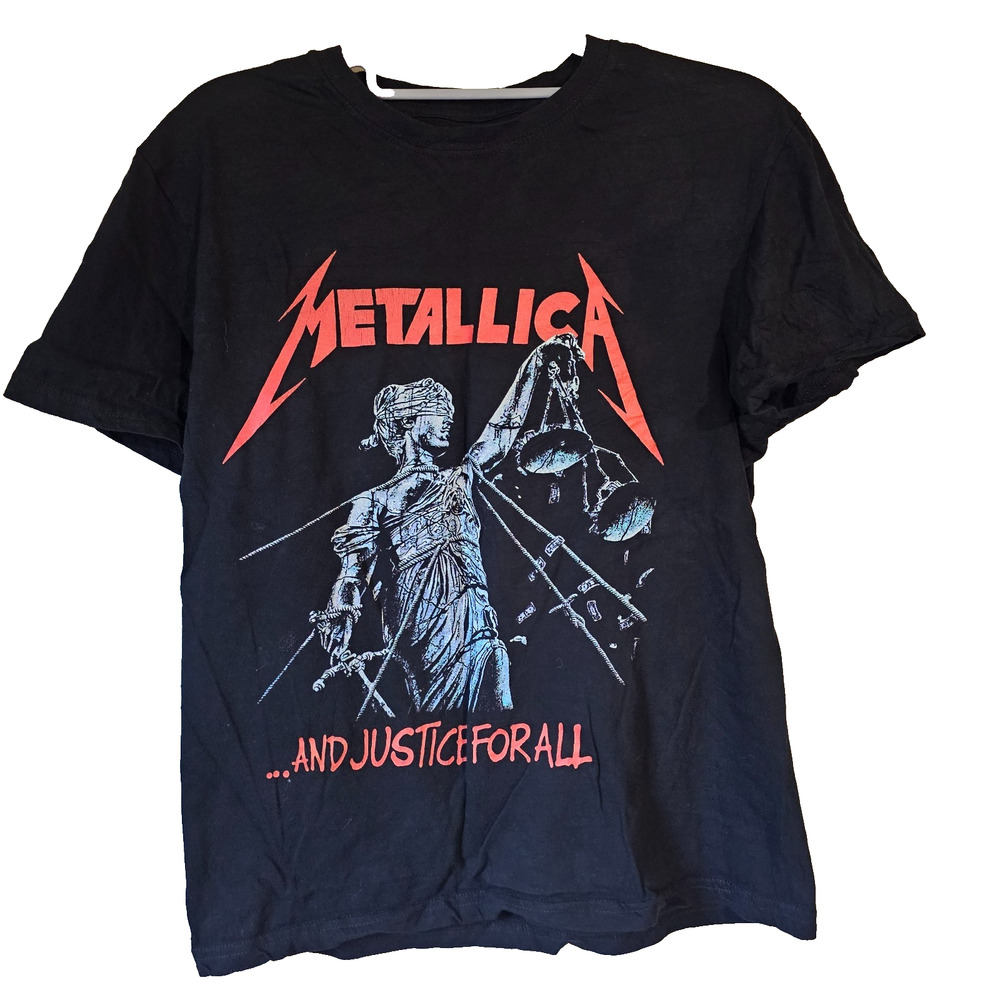 Metallica And Justice For All T-Shirt Black Graphic Band Tee Men's Small